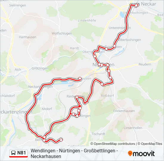 N81 Bus Line Map