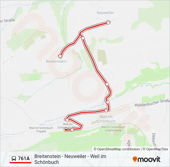 761A Bus Line Map