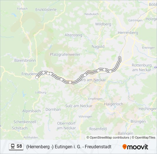 Поезд S8: карта маршрута
