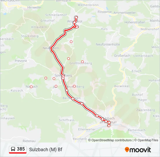 385 Bus Line Map