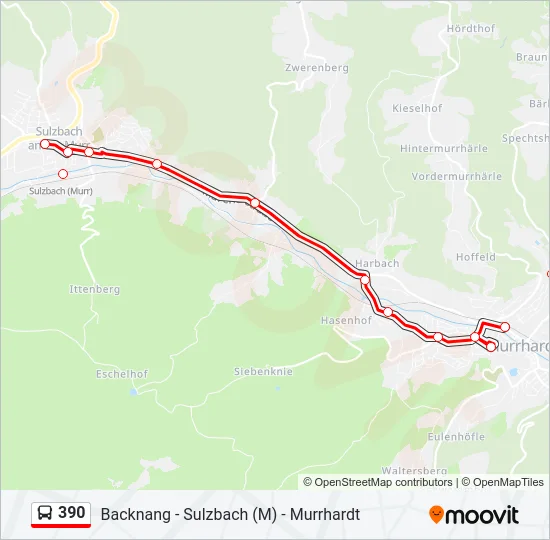 390 Bus Line Map