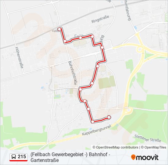 215 bus Line Map