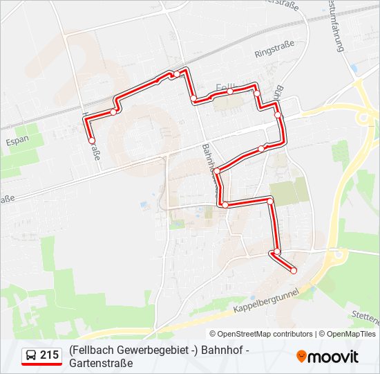 215 bus Line Map