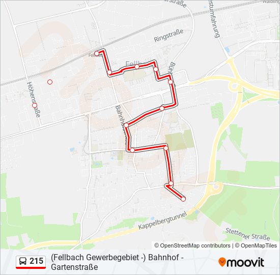 215 bus Line Map