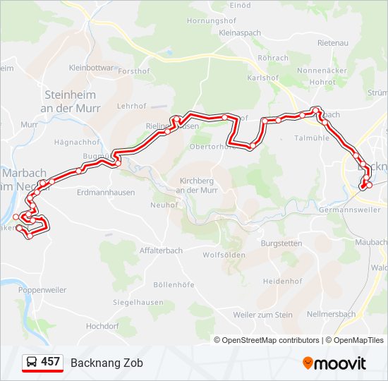 457 bus Line Map