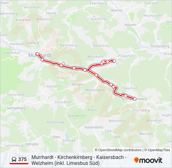 Автобус 375: карта маршрута