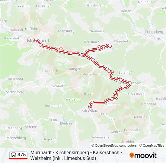 Автобус 375: карта маршрута