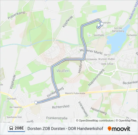 208E Bus Line Map