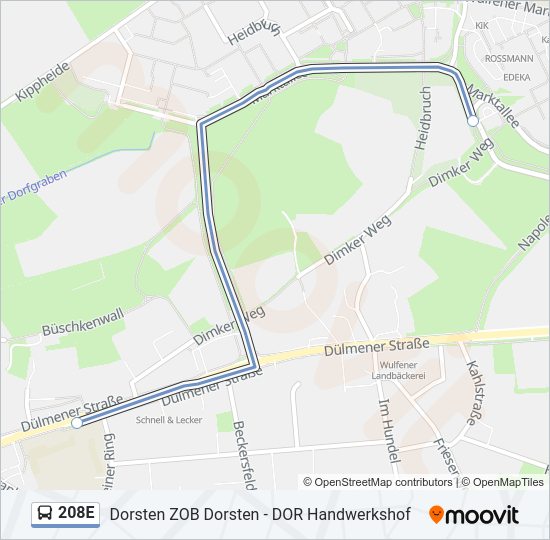 208E Bus Line Map