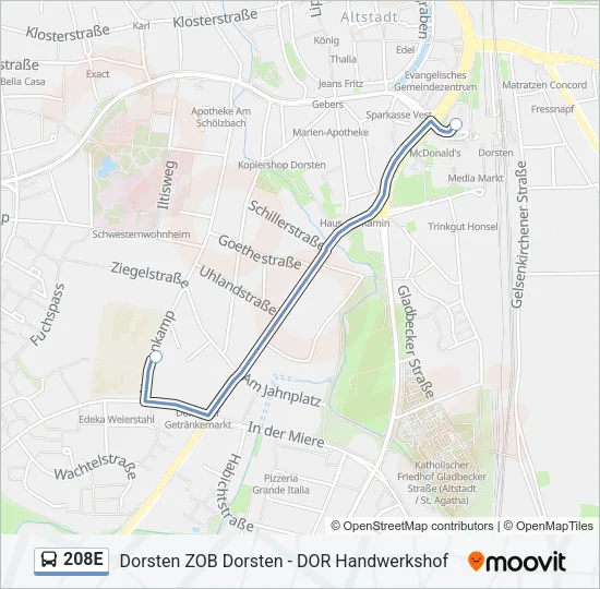 208E Bus Line Map