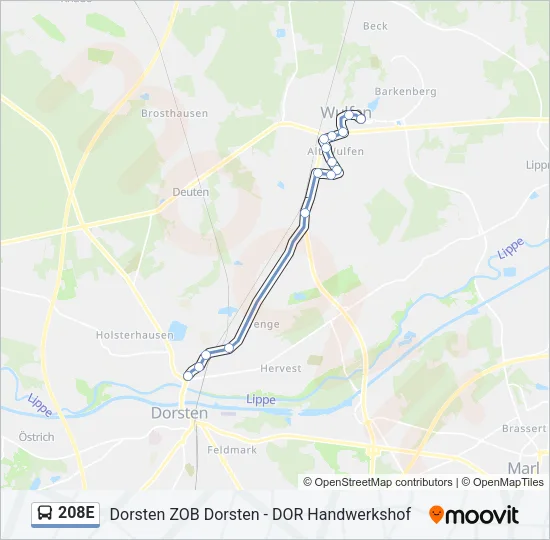 208E Bus Line Map