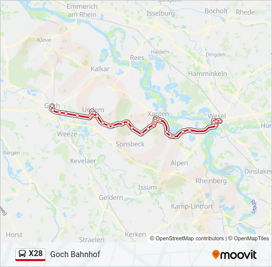 X28 Bus Line Map