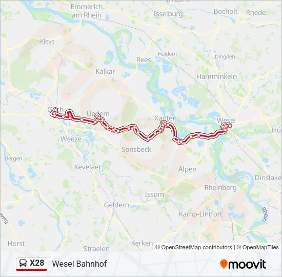 X28 Bus Line Map