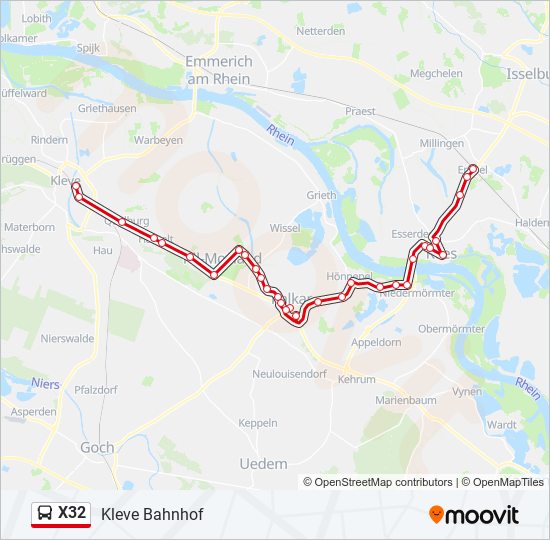 x32 Route Fahrpläne, Haltestellen & Karten Kleve Bahnhof (Aktualisiert)