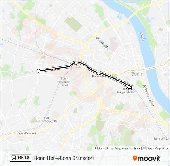 BE18 Bus Line Map