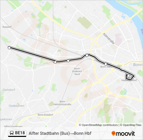 BE18 Bus Line Map