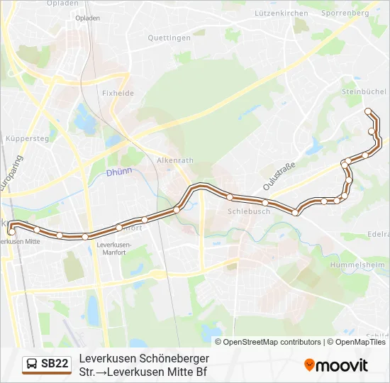 Buslinie SB22 Karte