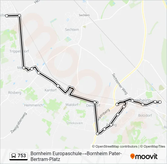 753 Bus Line Map
