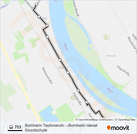 753 bus Line Map