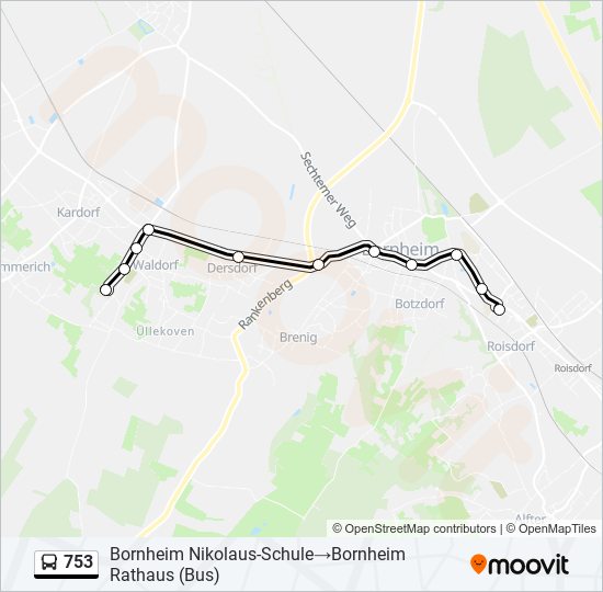 753 bus Line Map