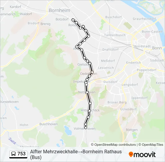753 Bus Line Map