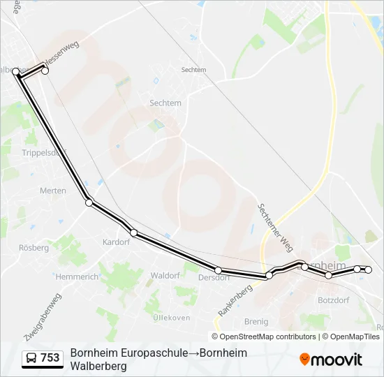 753 Bus Line Map