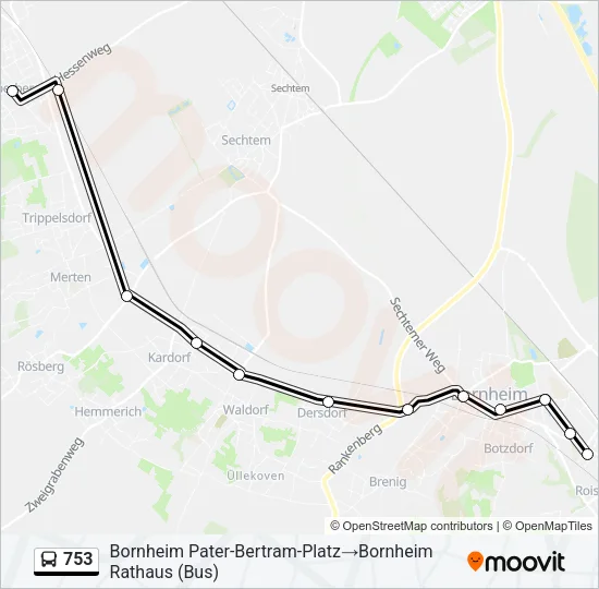 753 Bus Line Map