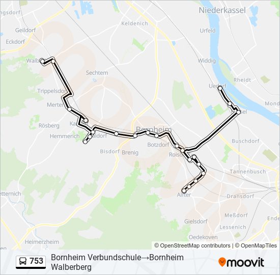 753 bus Line Map