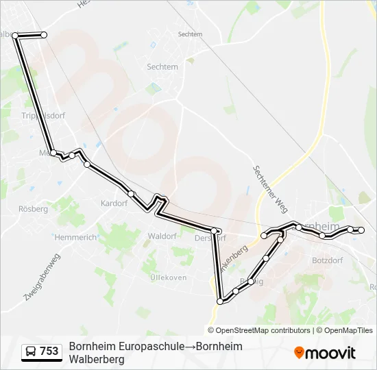 753 Bus Line Map