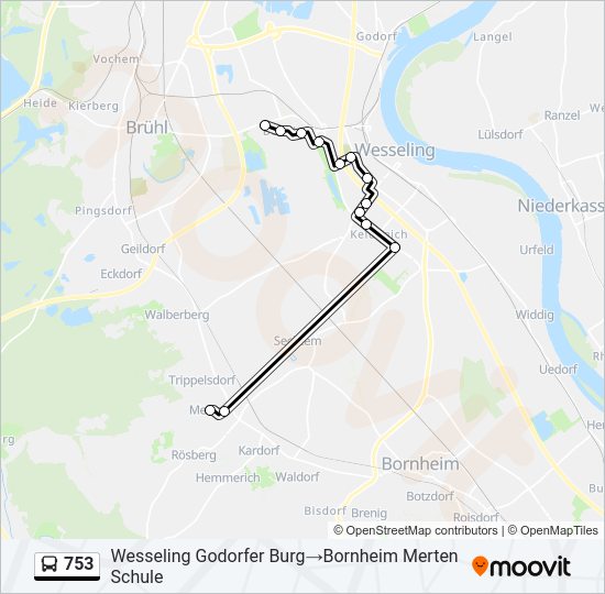 753 bus Line Map