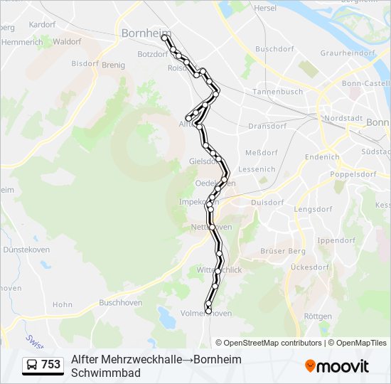 753 bus Line Map