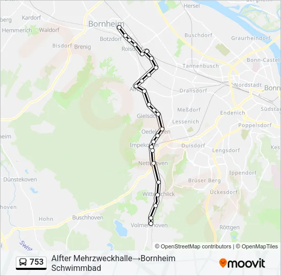 753 Bus Line Map