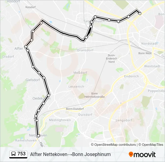 753 Bus Line Map
