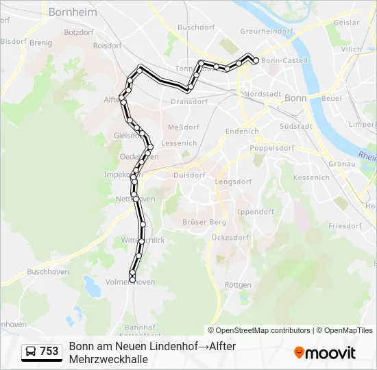 Автобус 753: карта маршрута
