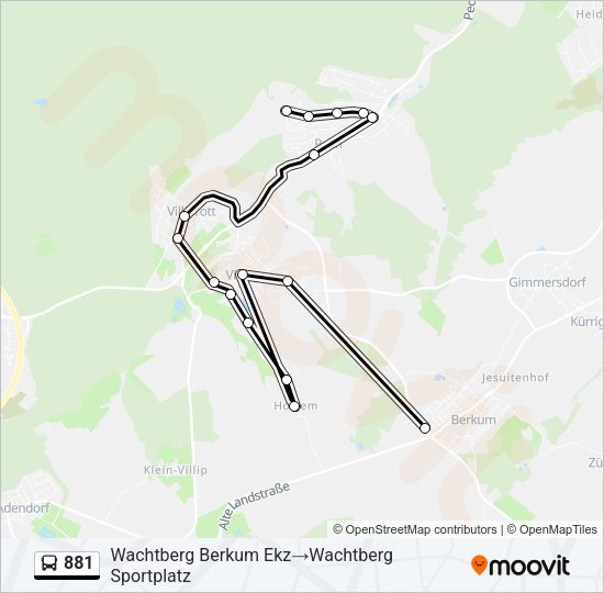 881 Bus Line Map