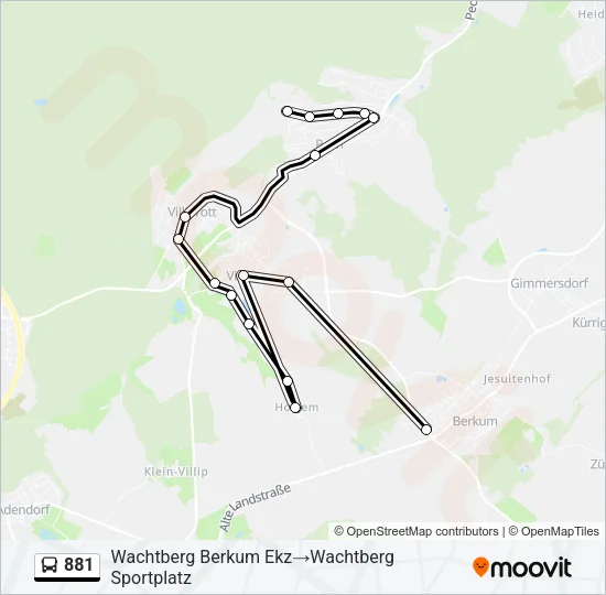 881 Bus Line Map