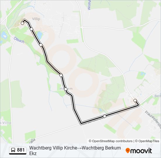 881 bus Line Map