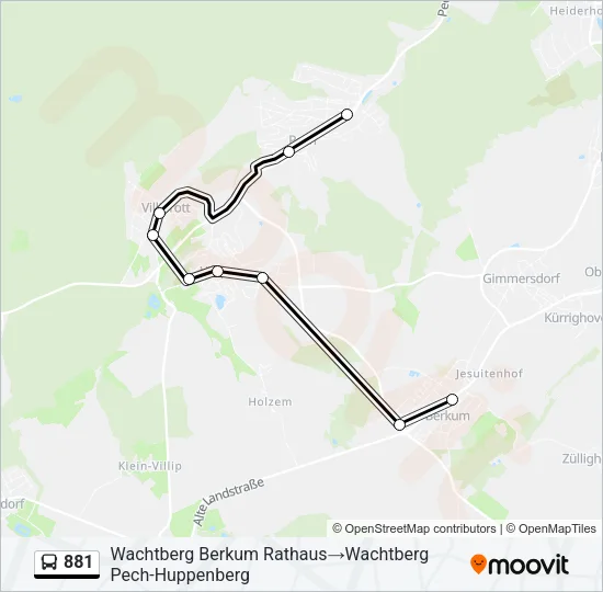 881 Bus Line Map