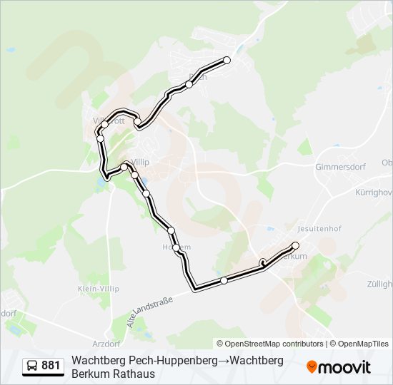 881 bus Line Map