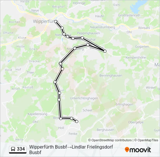 Buslinie 334 Karte