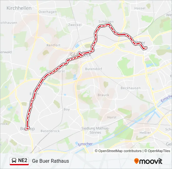 NE2 Bus Line Map