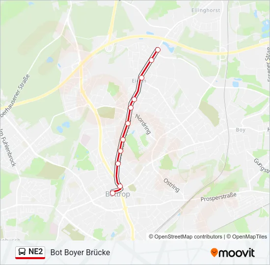 NE2 Bus Line Map