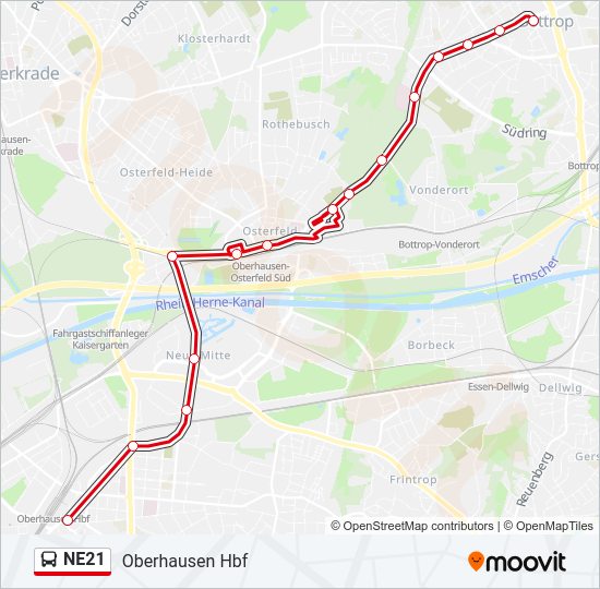 NE21 Bus Line Map