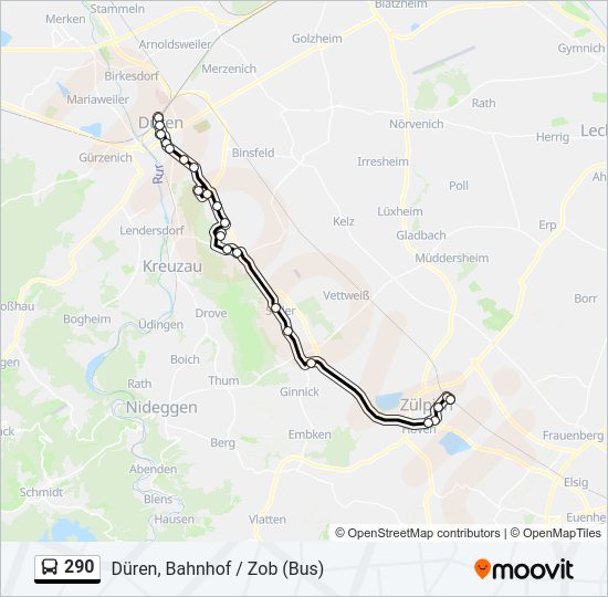 Buslinie 290 Karte