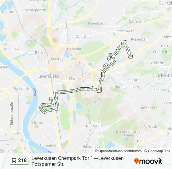 218 Bus Line Map