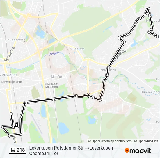 218 Bus Line Map