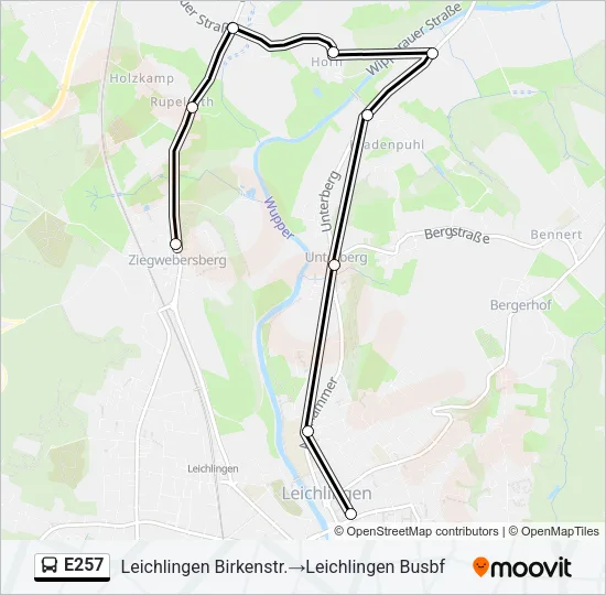 E257 Bus Line Map
