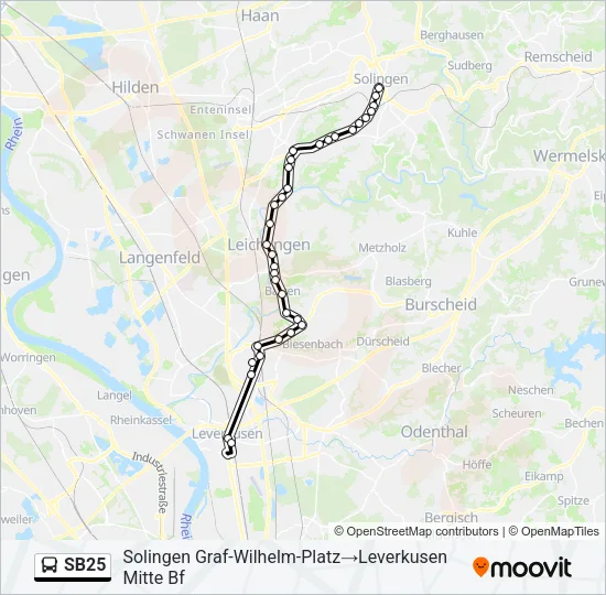 Buslinie SB25 Karte