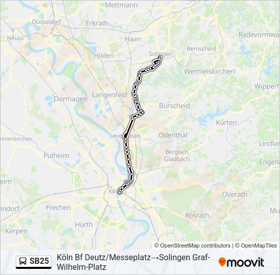 Автобус SB25: карта маршрута