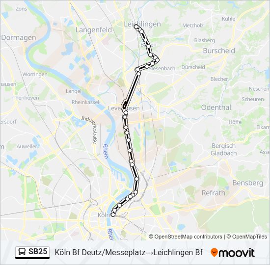 Автобус SB25: карта маршрута